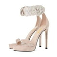 thumbnail image 3 of XYD Women Fashion Single Strap Open Toe Platform Sandals Flower Rhinestone Ankle with Buckle Stiletto High Heels Shoes Size 7 Blanched Almond, 3 of 4
