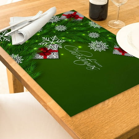 

mveomtd Christmas Table Placemats Christmas Rustic Vintage Washable Table Mats Christmas Placemats