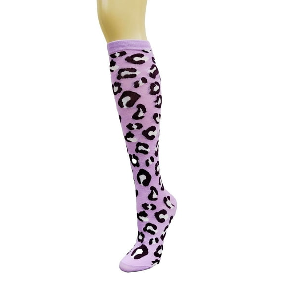 Animal (Leopard) Print Socks (Knee High) Color: Lilac