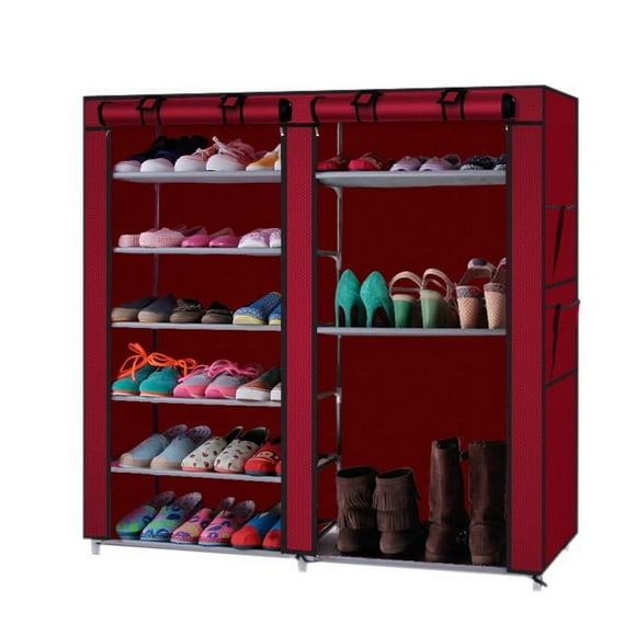 SalonMore 6 Tier Portable Shoe Rack Double Row with Nonwoven Fabric Cover