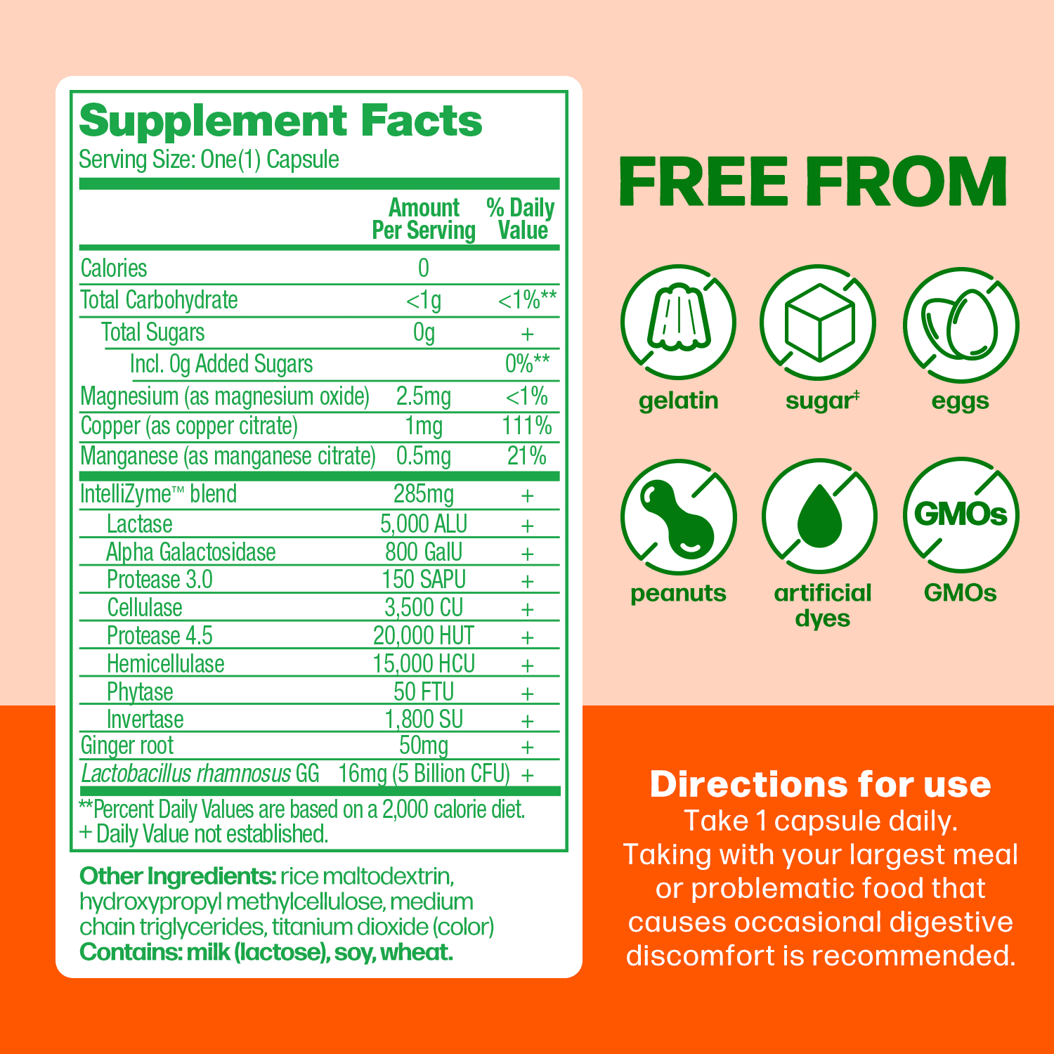 Culturelle Probiotics + Enzymes Bloating and Gas Defense Supplement, Relieves Indigestion for Adults, 30 Count