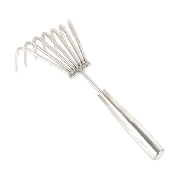 Rastrillo de mano portátil, versátil, pequeño cultivador para granjas, patios y jardines. 7 dientes