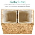 thumbnail image 3 of Large Double Laundry Hamper with Lid, Natural Handwoven Water Hyacinth, 2 Sections w/ 2 Machine Washable Linen Liner Bags, Portable, Handles - Natural, 3 of 7
