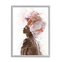 Stupell Home Décor Industries African American Woman Pink Floral Crown Abstract Portrait 24" x 30" Designed by Ros Ruseva
