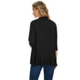 thumbnail image 6 of Deago Women's Casual Lightweight Open Front Cardigans Soft Draped Ruffles 3/4 Sleeve Cardigan (Black, 2XL), 6 of 11