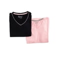 thumbnail image 4 of Hanes Women's Comfort Short Sleeve Lounging V-neck T-Shirt Set (2 Pack), Black/Pink, 1X, 4 of 4