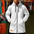 thumbnail image 2 of Mens Trench Coat Hoodie Long Jacket Full Zip Winter Business Overcoat Flannel Fleece Tunic Sweatshirt with Pockets, 2 of 5