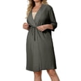 thumbnail image 6 of UDAUDU Women’s Post Surgery Robe 2026 New Hospital Gown Drain Side Pockets 3/4 Sleeve Mastectomy Recovery Pajamas & Gift Light Gray S, 6 of 9