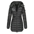 thumbnail image 2 of XPMWRP Women's Waterproof Long Puffer Jacket Plus Size Thickened Quilted Down Jacket Warm Winter Zip Up Coat with Hood Black L, 2 of 6