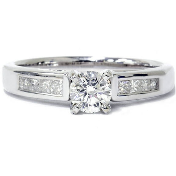 Pompeii 7/8ct Princess Cut Cathedral Diamond Engagement Ring 14K White Gold (G/H,I1-I2)