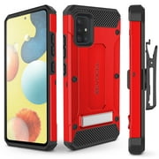 Samsung Galaxy A51 (5G) Case, Evocel [Glass Screen Protector] [Belt Clip Holster] [Metal Kickstand] [Full Body] Explorer Series Pro Phone Case for Samsung Galaxy A51 (5G), Red