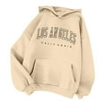 thumbnail image 1 of GPOECD Sweat à Capuche Mode Automne Hiver pour Femmes avec Imprimé Lettre pour Style et Confort, Kaki, P, 1 of 2