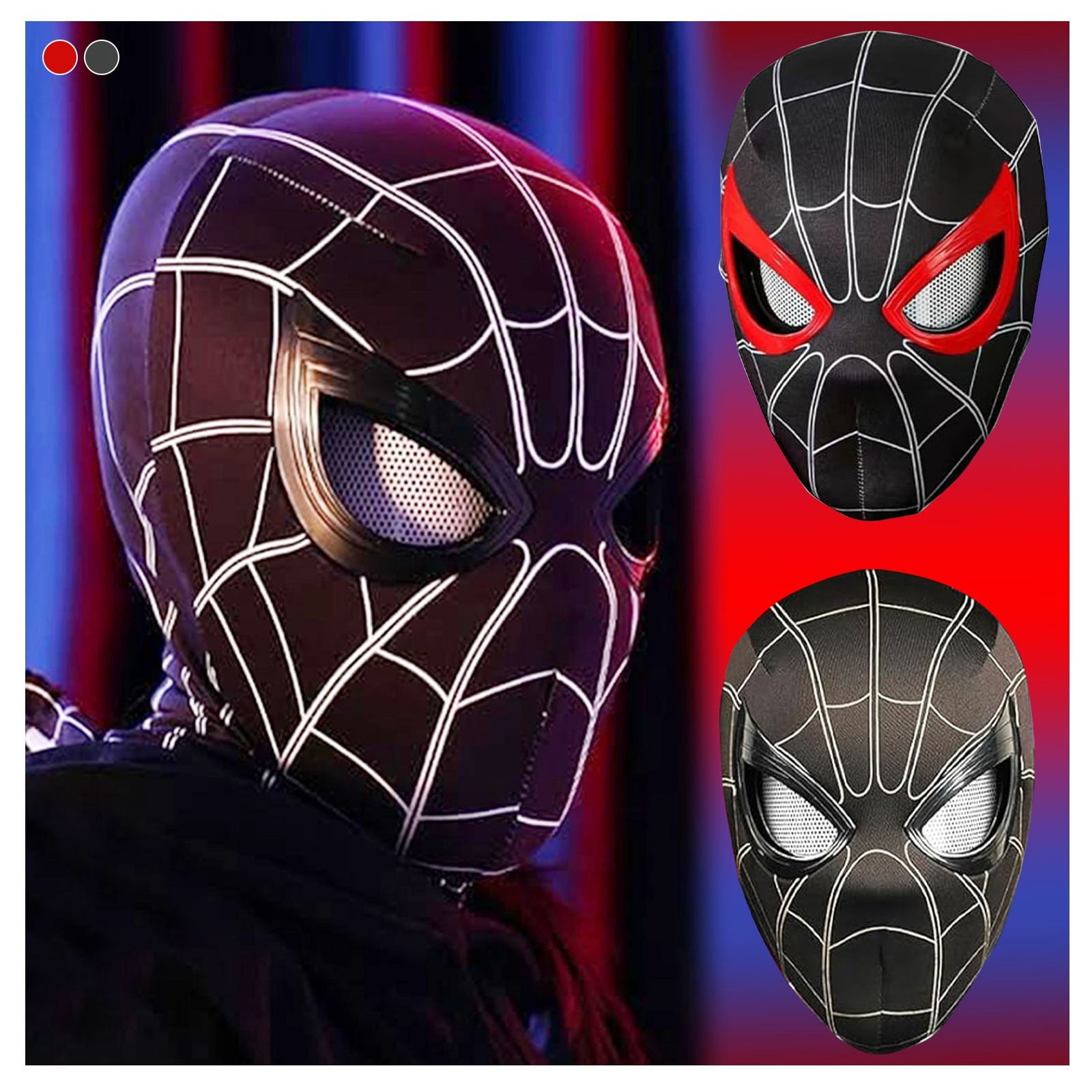 Electric Blink Spider Superhero Mask Ring Remote Control Moving Eyes USB Rechargeable Helmet Color Box Packaging Cosplay Outfit Accessories Gift