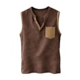 thumbnail image 5 of GUZOM Mens Cotton Linen Henley Tank Top with Pocket - Coffee Relaxed Fit Sleeveless Breathable Summer Casual Button Front Vest,Size M, 5 of 7