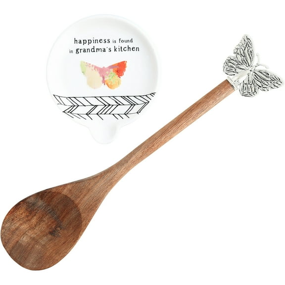 Grandma - 4" Spoon Rest with Decorative Bamboo Spoon