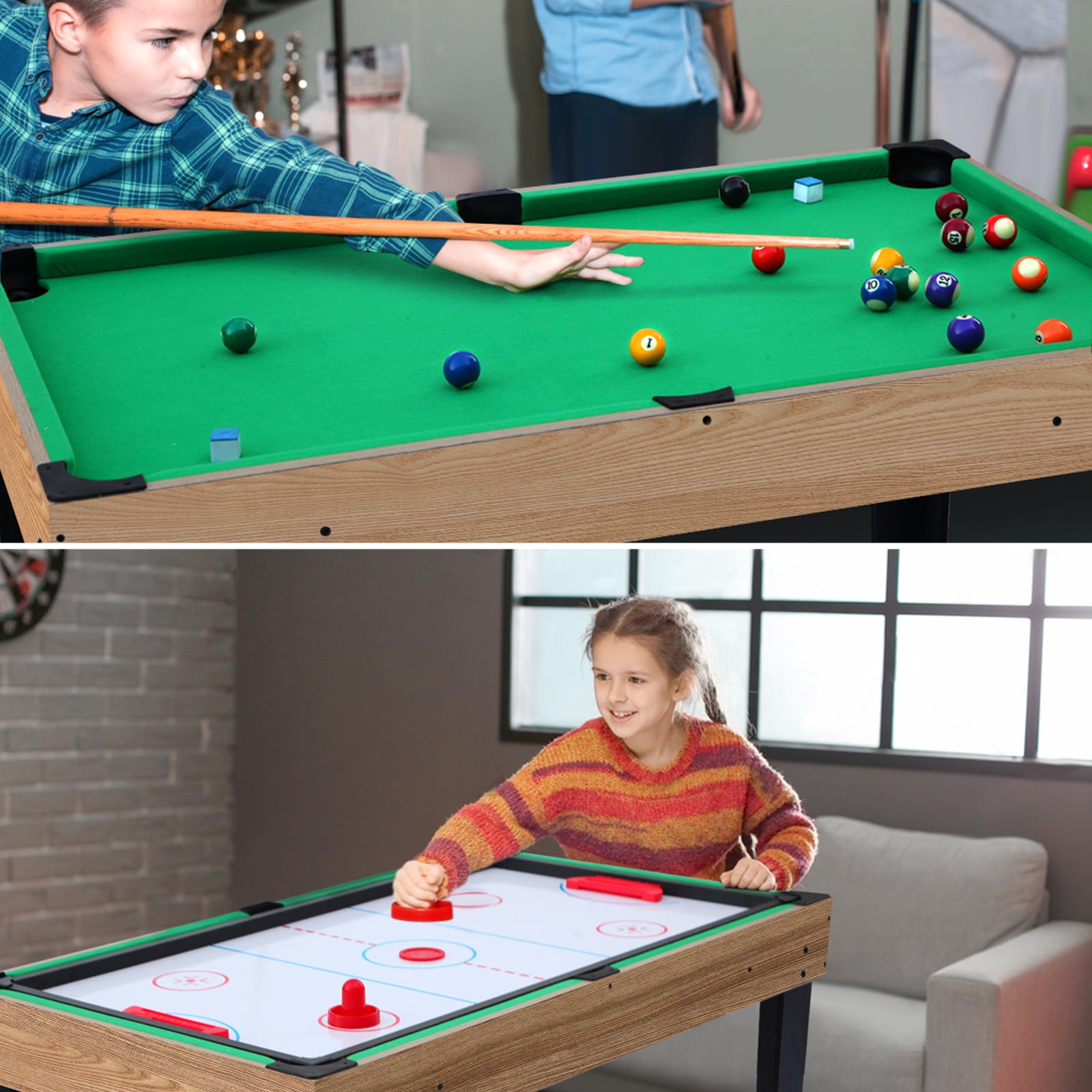 Rioloiuy 12-in-1 Combo Game Table Set for Home, Multi-Game Table for Adults Kids with Hockey, Foosball, Pool, Shuffleboard, Ping Pong, Chess, Checkers, Bowling, and Backgammon
