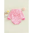 thumbnail image 4 of hirigin Baby Romper Plaid Floral Print Long Sleeve Hooded Design Pocket Decoration Bottom Snap Button Cute Jumpsuit, 4 of 8
