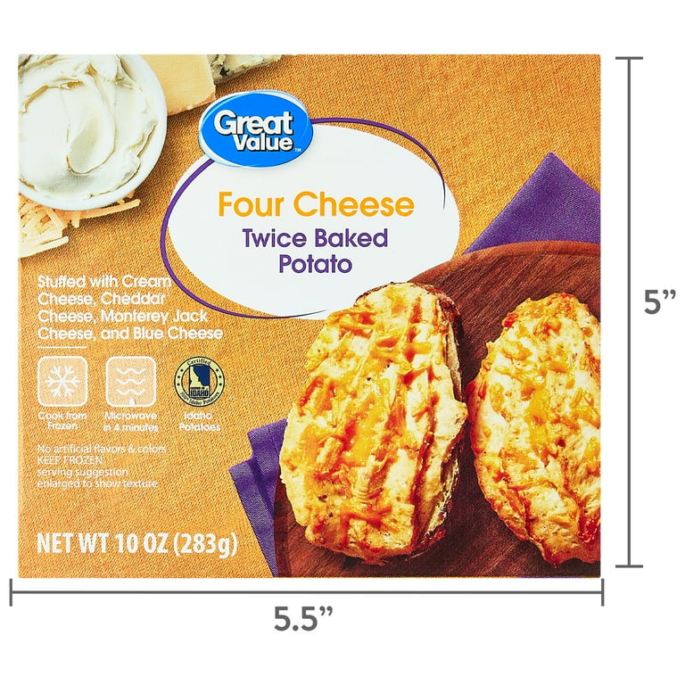 Great Value Four Cheese Frozen Twice Baked Potatoes 10 oz Cheesy