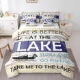 thumbnail image 1 of Erosebridal Ensemble de Literie Rétro Maison au Bord du Lac Taille Simple pour Enfants Adolescents, Ensemble de Lit Porte de Grange Ancienne, Réversible 7 Pcs, 1 of 1