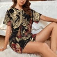 thumbnail image 6 of Womens Pajama Sets With Pocket, Gothic Eastern Floral Skull Lounge Sets Short Sleeve Sleepwear PJ Sets for Women, 6 of 6