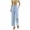 Light Blue02, variant on ROHUUQUE Jogger Pants for Women Cotton Linen Mid Rise Elastic WaistSolid Loose Cropped Trousers with Side Pockets Side Button Black