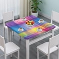 thumbnail image 3 of Colorful Watercolor Stripe Pattern Square Fitted Tablecloth with Elastic Edge,Square Table Cover,Washable Elastic Table Cover for Home Kitchen Party Decor 34"x34", 3 of 6