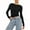 Black, variant on Women's Autumn Slim Cropped Tops, Solid Color Round-Neck Long Sleeve Show Navel T-Shirt