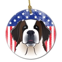 Carolines Treasures BB2176CO1 American Flag & Saint Bernard Ceramic Ornament