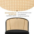 thumbnail image 5 of Foreate Set of 2 Modern Rattan Dining Chairs Mid-Century Cane Back, Curved Arm, Boucle Upholstered - 300 lbs Capacity, Quick Assembly for Home & Office Black, 5 of 8