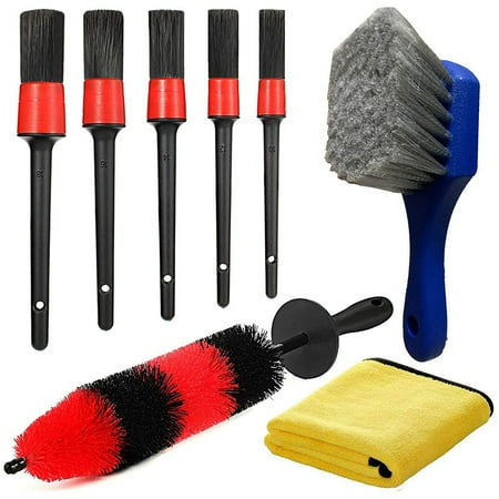 

Wheel & Tire Brush Car Detailing Kit for Cleans Dirty Tires & Releases Dirt and Road Grime 8Pcs