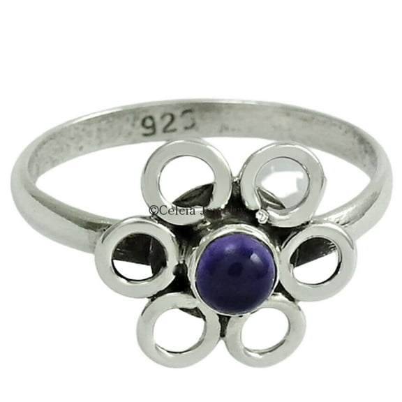 Natural Amethyst Ring, Real 925 Sterling Silver Ring, Purple Gemstone Ring, Round Shape Ring, February Birthstone Ring, Beautiful Ring, Proposal Ring, Birthday Gift Ring For Women (amethyst, 7)