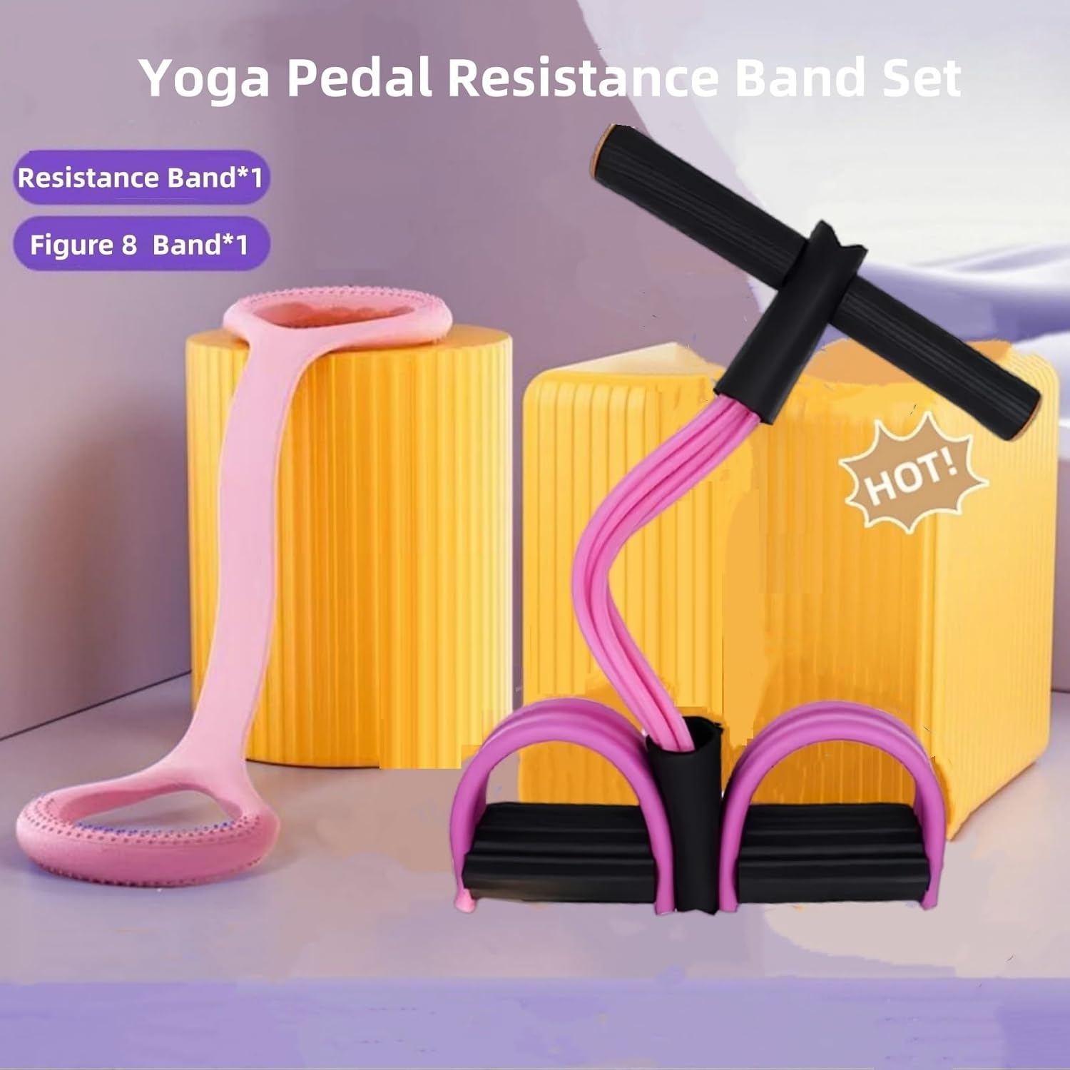 JJEAN-Resistance Bands for Exercise,6-Tube Elastic Yoga Pedal Puller Resistance Band, Natural Latex Tension Rope Fitness Equipment, for Abdomen/Waist/Arm/Leg Stretching Slimming Training