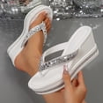 thumbnail image 6 of SACFOF Rhinestone Wedge Sandals for Women Platform Flip Flops Women's T-Strap Sandals Comfortable Walking Open Toe Slippers Casual Summer Beach Sparkly Slip On Slides Wedding Party Dress Shoes, 6 of 6