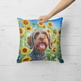 thumbnail image 2 of Wirehaired Pointing Griffon in Sunflowers Throw Pillow 18 in x 18 in, 2 of 5