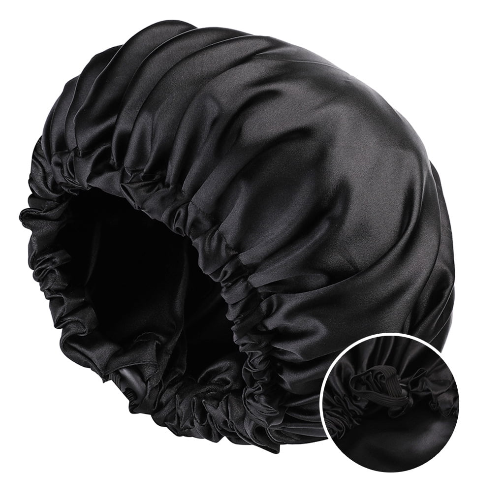 Black Shower Cap For Women Men Girls 1 Pack Reusable Double black-shower-cap-for-women-men-girls-1-pack-reusable-double