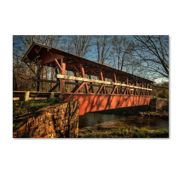 Trademark Fine Art "The Colvin Covered Bridge" Canvas Art by Lois Bryan