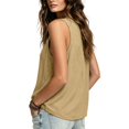 thumbnail image 5 of Fewfanhot Women Deep V Neck Linen Blend Tank Top, Front Pleated Loose Fit Sleeveless Casual Summer Blouse, 5 of 8