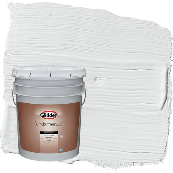 Glidden Fundamentals Radisson / White Flat Exterior Paint, 5 Gallon