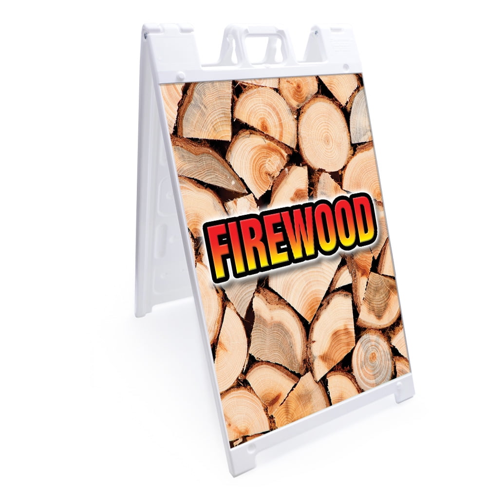 Aframe Sidewalk Firewood Sign With Graphics On Each Side 18" X 24