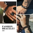 thumbnail image 6 of Bestyle Men Baseball Bracelets Leather Braided Black Bracelet for Bother Dad Son Husband Gothic Punk Cuff Bangle Wristband, 7.5 Inch, 6 of 9