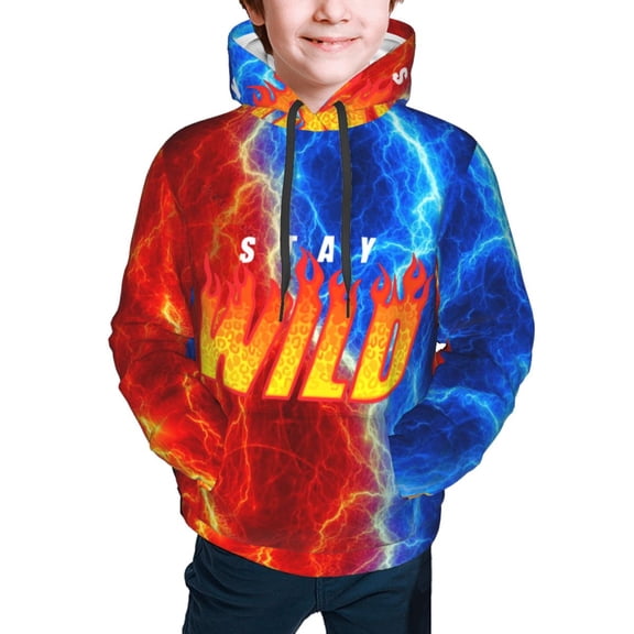 Ben Azelart Stay Wild Hoodies Pullover For Boys Girls 3d Printed Hooded Sweatshirt Long Sleeves Small