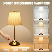DAYBETTER Cordless Table Lamp, 12 Brass Rechargeable Cute Desk Light, Touch Lamp with Dimmable 3 Option Lights for Modern Office Home Decor