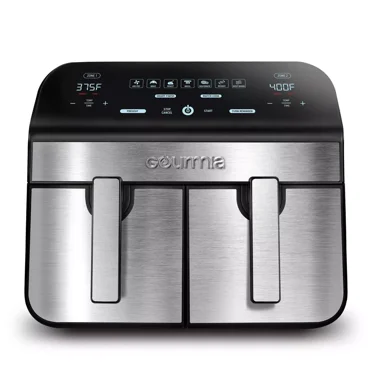 Gourmia 10-Qt. Dual Basket Digital Air Fryer with Smart Finish & Match Cook Black Stainless