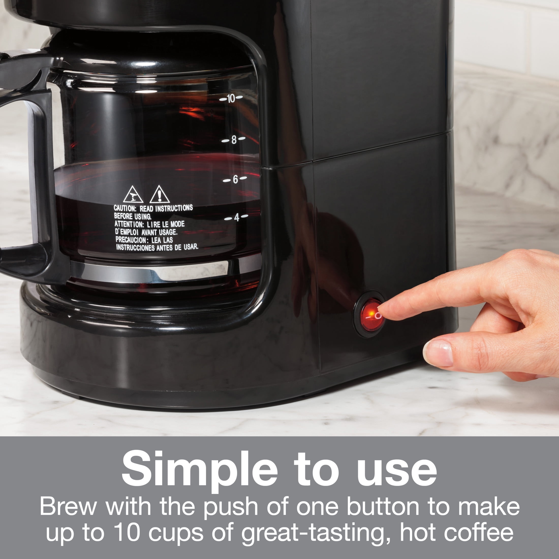 Proctor Silex 10-Cup Drip Coffee Maker Machine with Glass Coffee Pot, Black