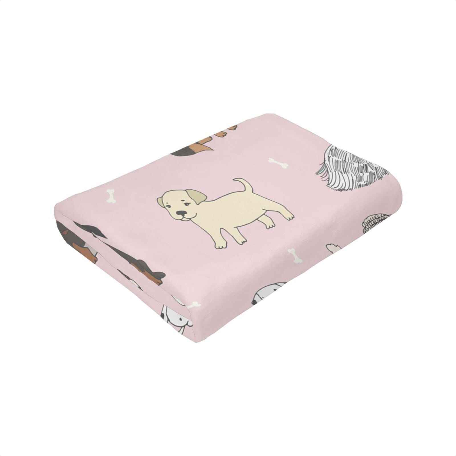 Wijzvio Cute Dogs Pink Throw Blanket Soft Fuzzy Fleece Blanket For Couch Bed Living Room Decoration 60"X50"
