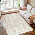 thumbnail image 3 of Ultrug Floral Area Rug Soft Non Slip Vintage Rugs for Living Room Bedroom Home Deocr Flower Carpet,5'x8',Beige, 3 of 7