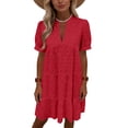 thumbnail image 5 of New Plus Size Dresses for Women Summer Fashion Solid Short Sleeve V-Neck Lace Lightweight Maxi Wedding Guest Dresses, 5 of 8