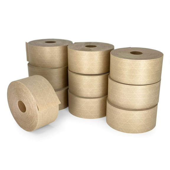IDL Packaging 2.75" x 450' Reinforced Water-Activated (Gummed) Tape, Kraft (Pack of 10)