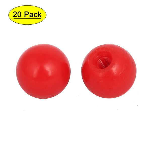 20mm Dia Plastic Ball M5 Female Thread Handle Knobs Red 20 Pcs for Lathe Machine