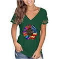 thumbnail image 1 of Blusa de manga corta de encaje informal con cuello en V de verano para mujer Fridja  bn7933, 1 of 7